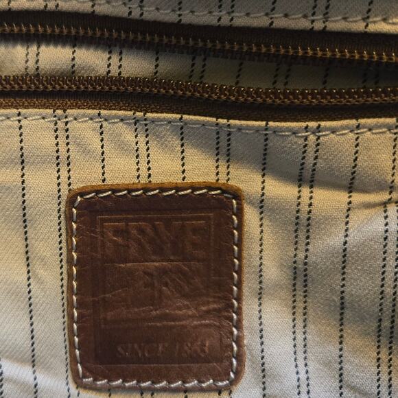 Frye Brown Leather Crossbody Bag Braided Trim - Picture 11 of 16